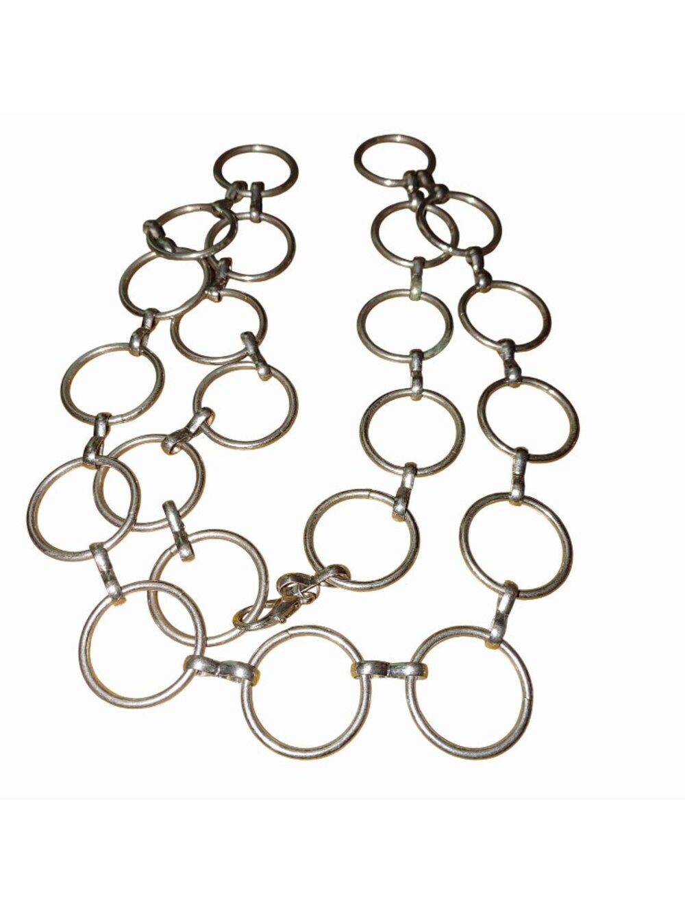 Circle Link Chain Belt Silver Tone Vintage Lobster Clasp Closure 36 Inches Long